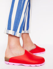 Boden Lyla Colour Block Clogs - Post Box Red/Soft Pink