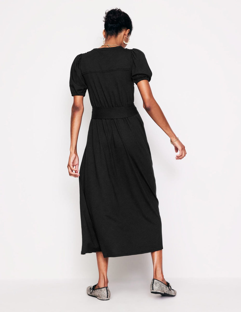 Boden Sofia Trim Jersey Midi Dress - Black