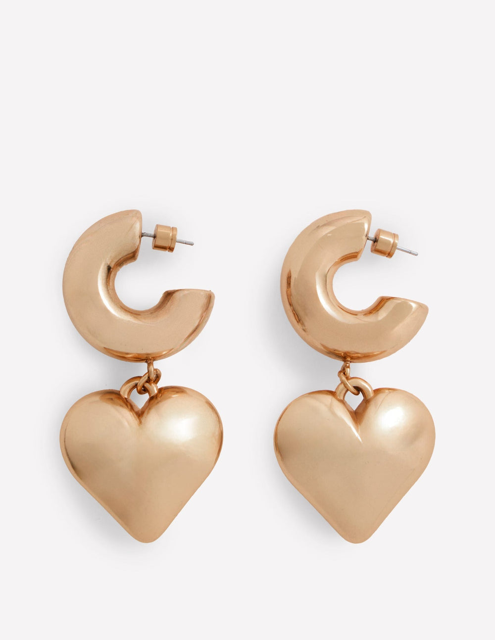 Boden Chunky Heart Hoop Earrings - Gold