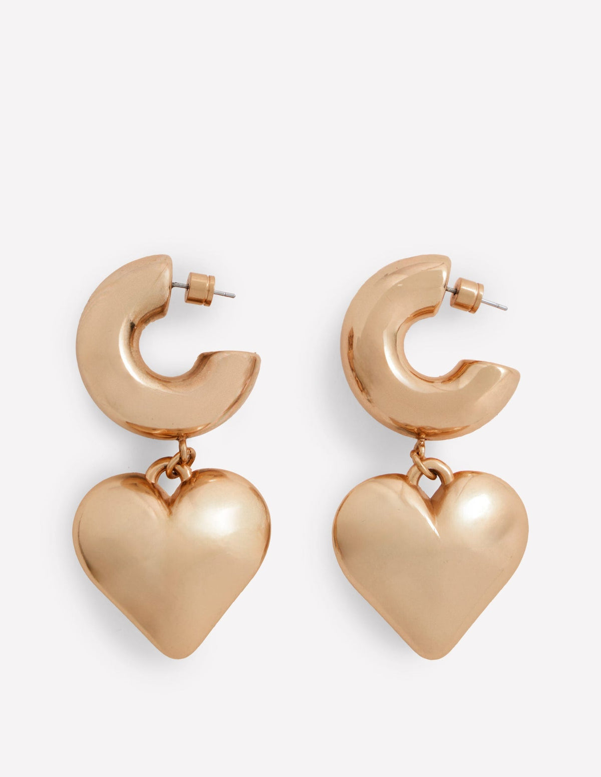 Boden Chunky Heart Hoop Earrings - Gold