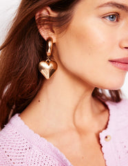 Boden Chunky Heart Hoop Earrings - Gold