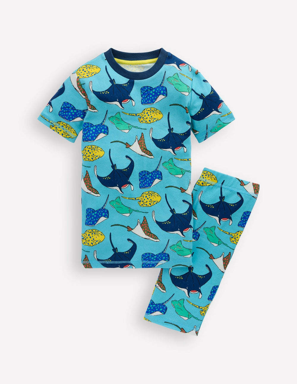 Boden Snug Short John Pajamas - Caribbean Blue Rays