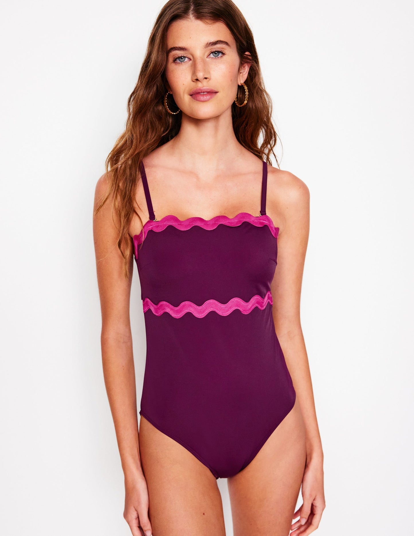 Boden Giant Rik Rak Swimsuit - Chocberry, Jewel