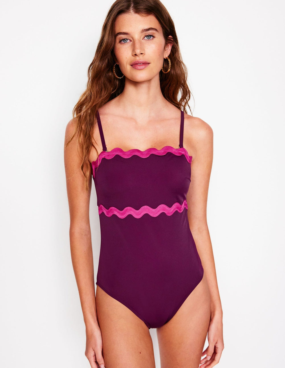 Boden Giant Rik Rak Swimsuit - Chocberry, Jewel