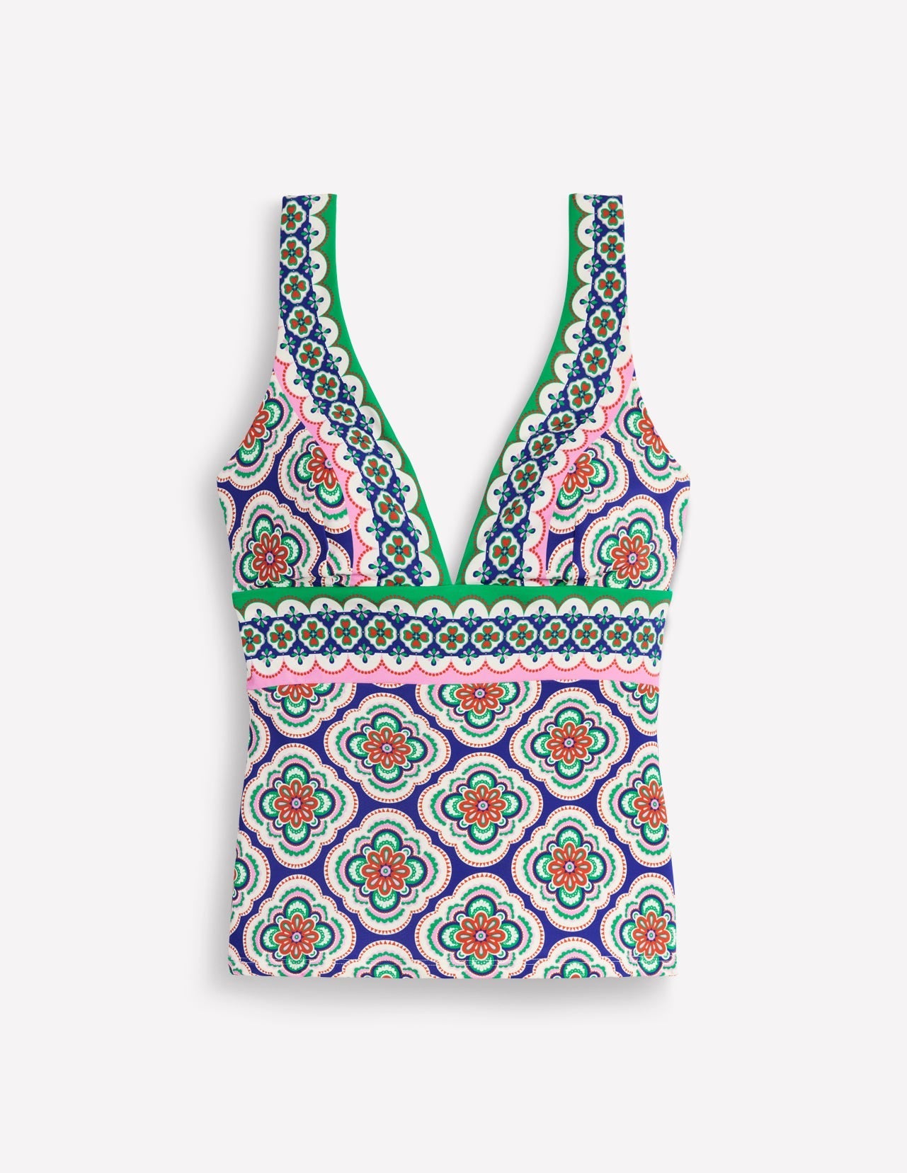 Boden Porto Tankini Top - Bright Blue, Botanic Blush