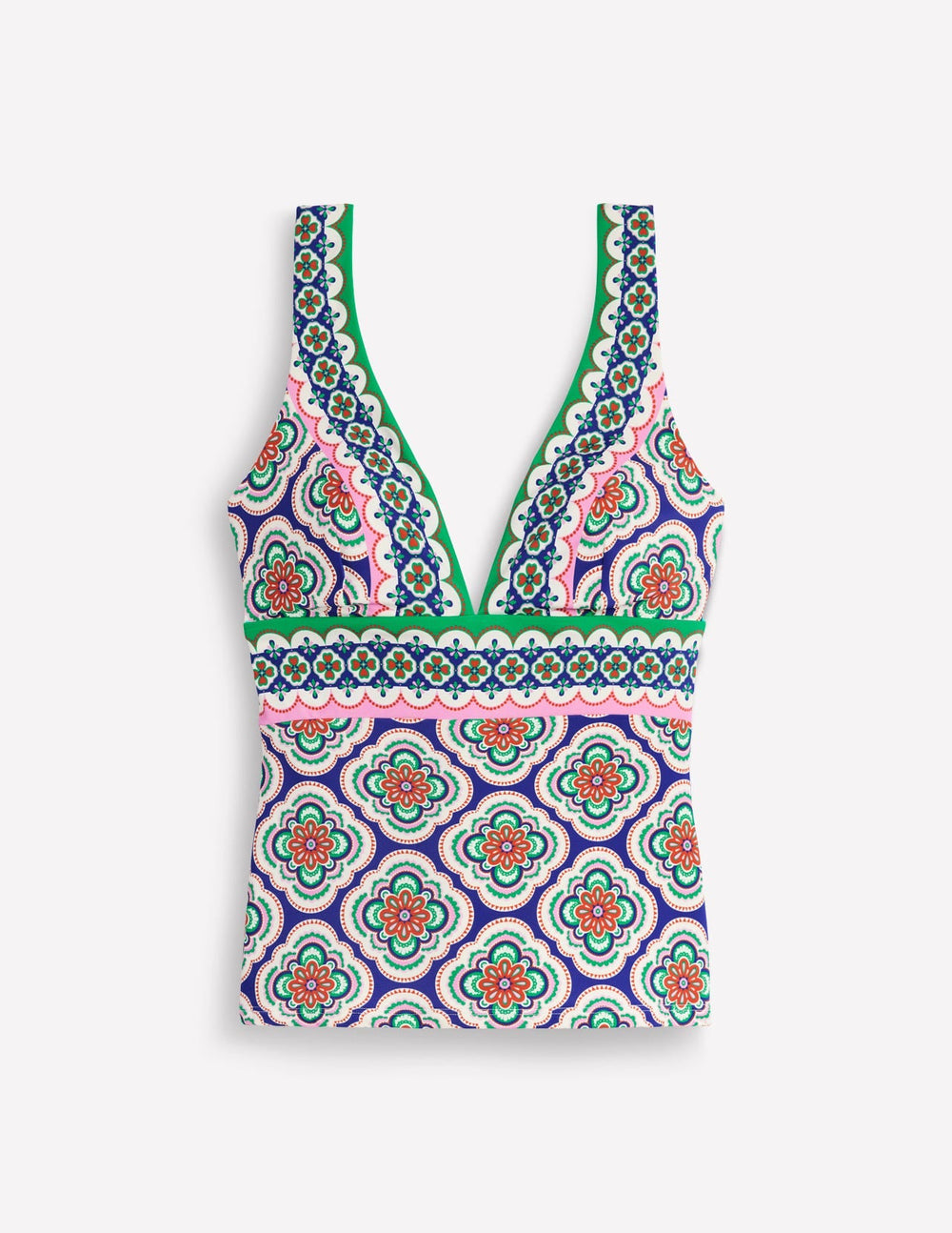 Boden Porto Tankini Top - Bright Blue, Botanic Blush