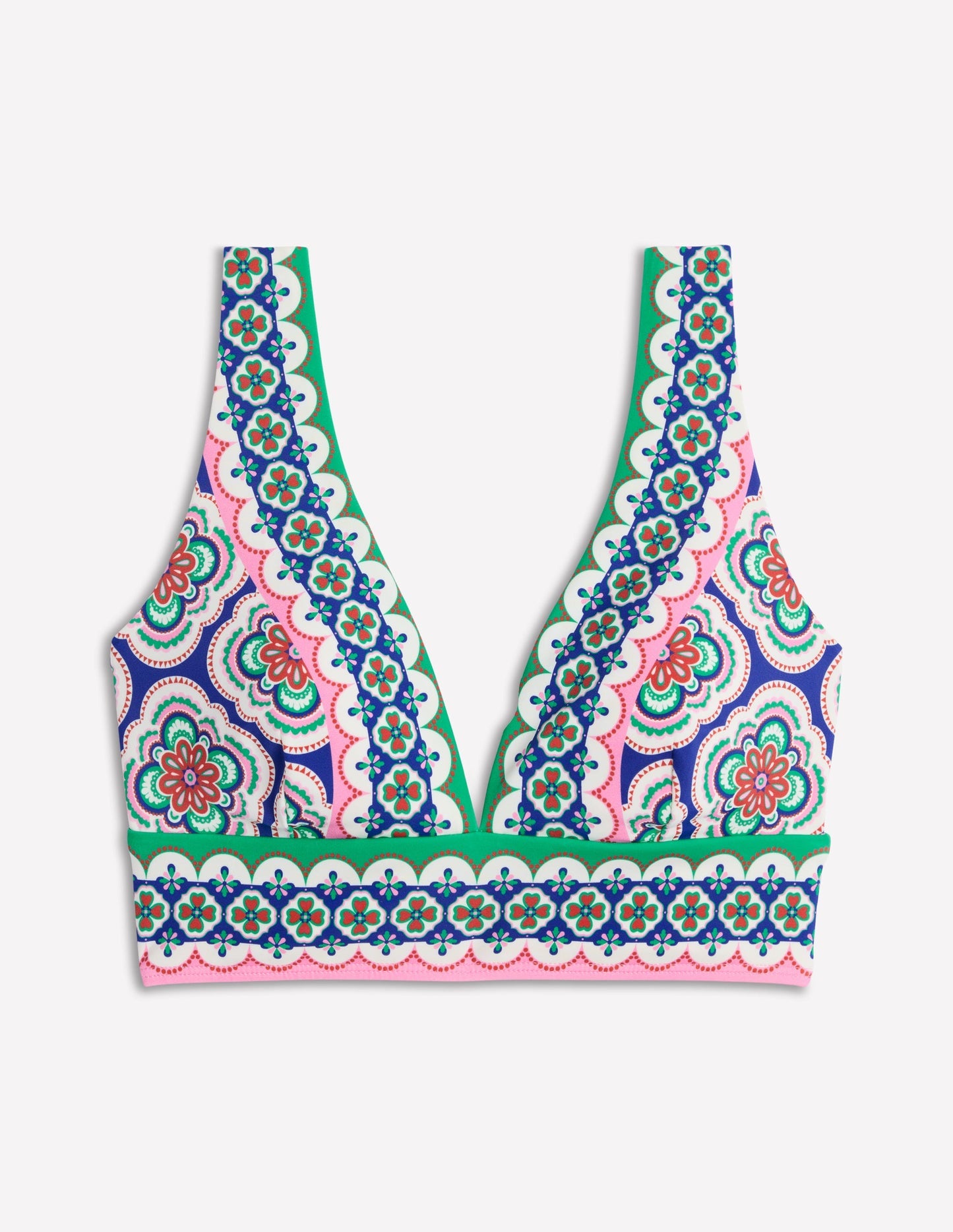Boden Porto Bikini Top - Bright Blue, Botanic Blush