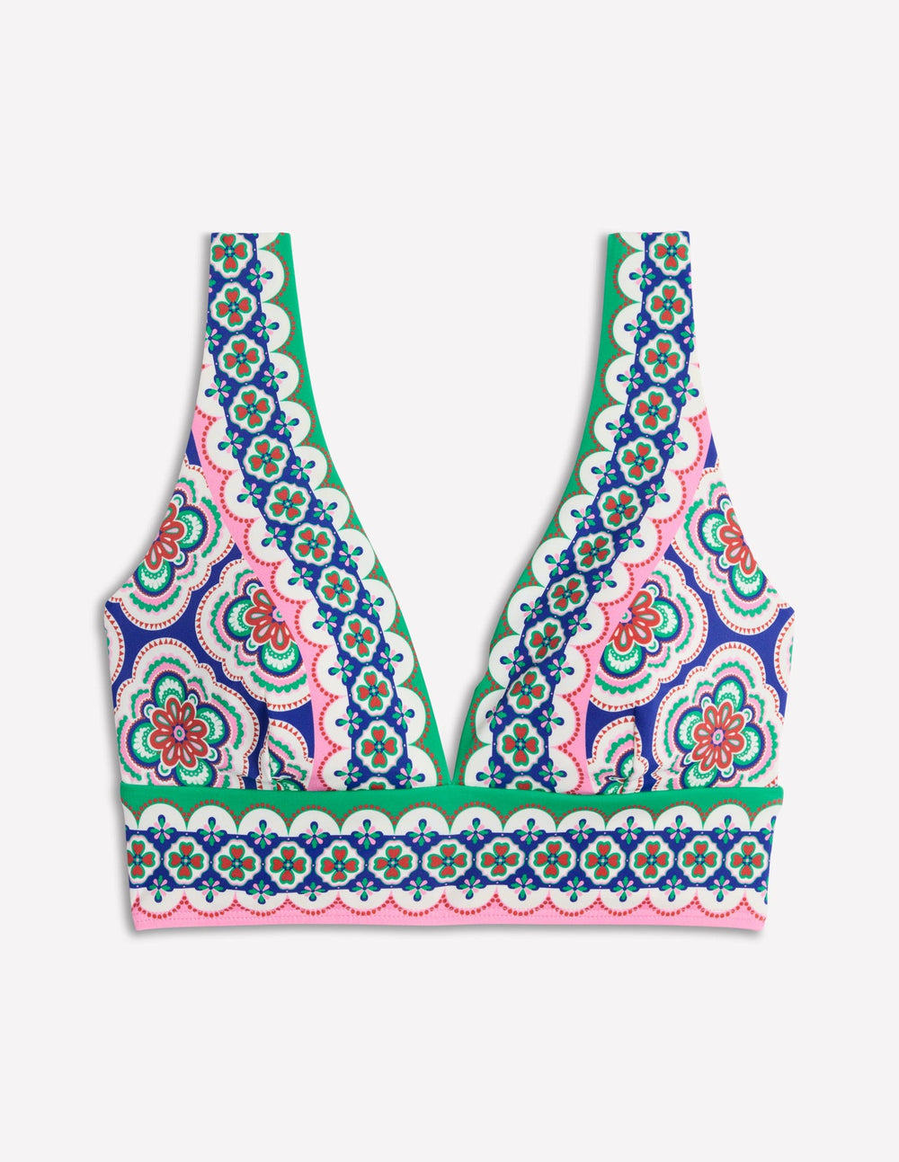 Boden Porto Bikini Top - Bright Blue, Botanic Blush