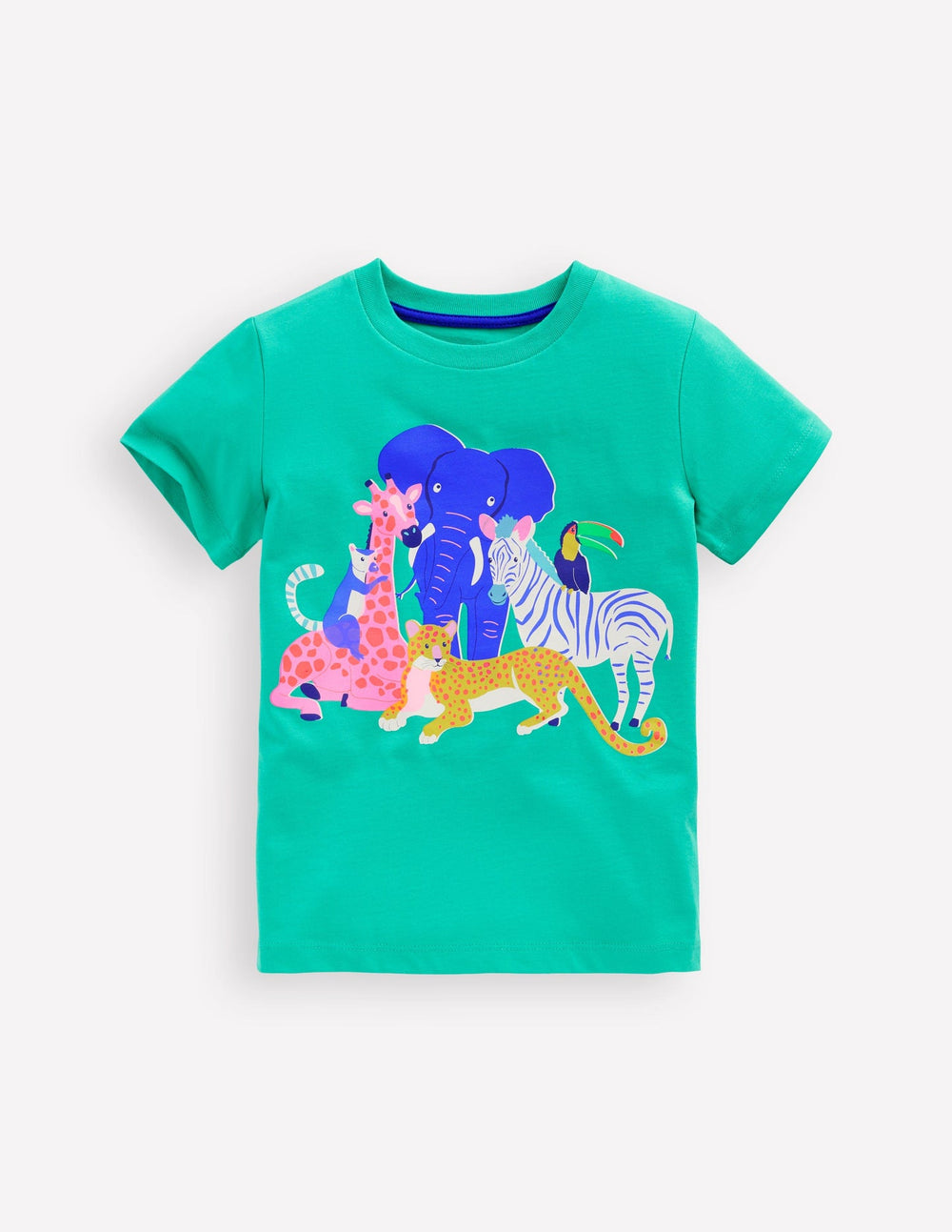 Boden Short Sleeve Riso T-shirt - Aquamarine Blue Jungle Animals