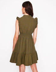 Boden Wren Double Cloth Short Dress - Woodland Green