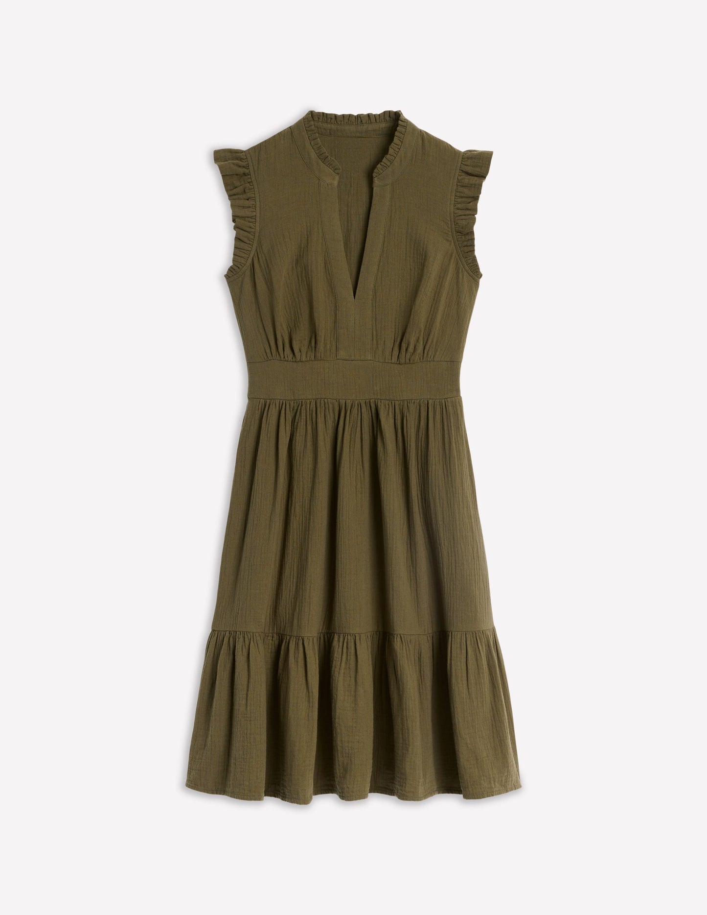 Boden Wren Double Cloth Short Dress - Woodland Green
