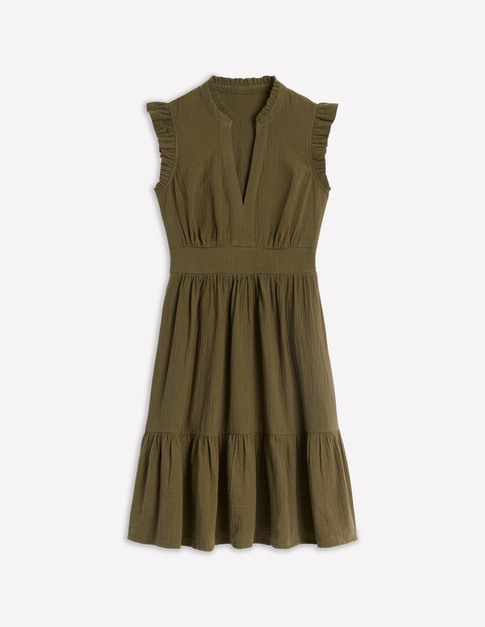 Boden Wren Double Cloth Short Dress - Woodland Green