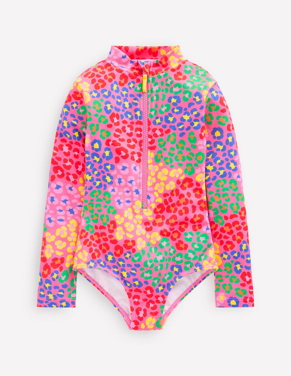 Boden Long - Sleeved Swimsuit - Pink Rainbow Leopard