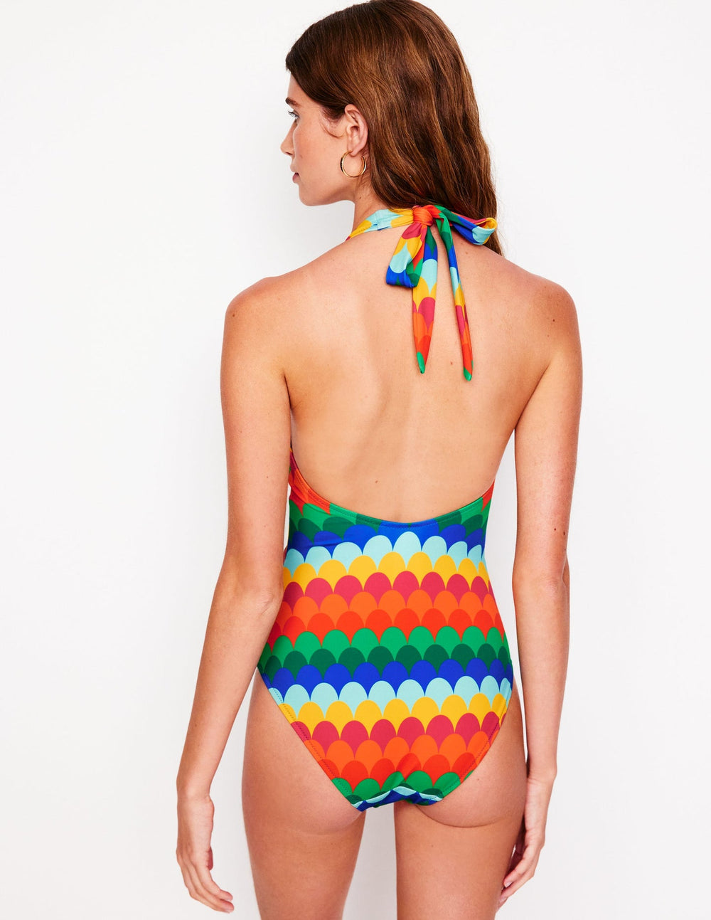 Boden Ruched Loop Swimsuit - Multi, Scallop Stripe