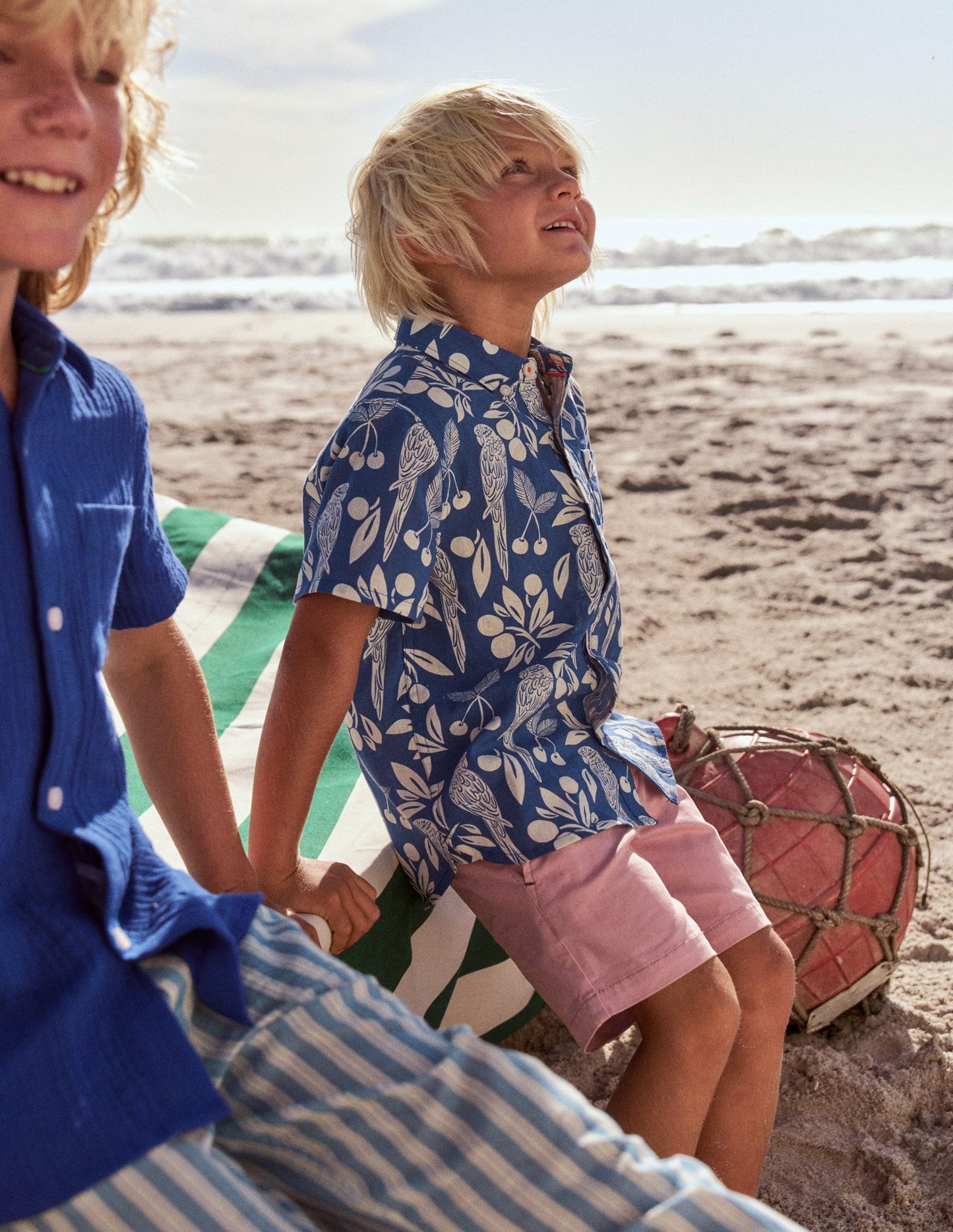 Boden Cotton Linen Shirt - Blue Parrot Palm