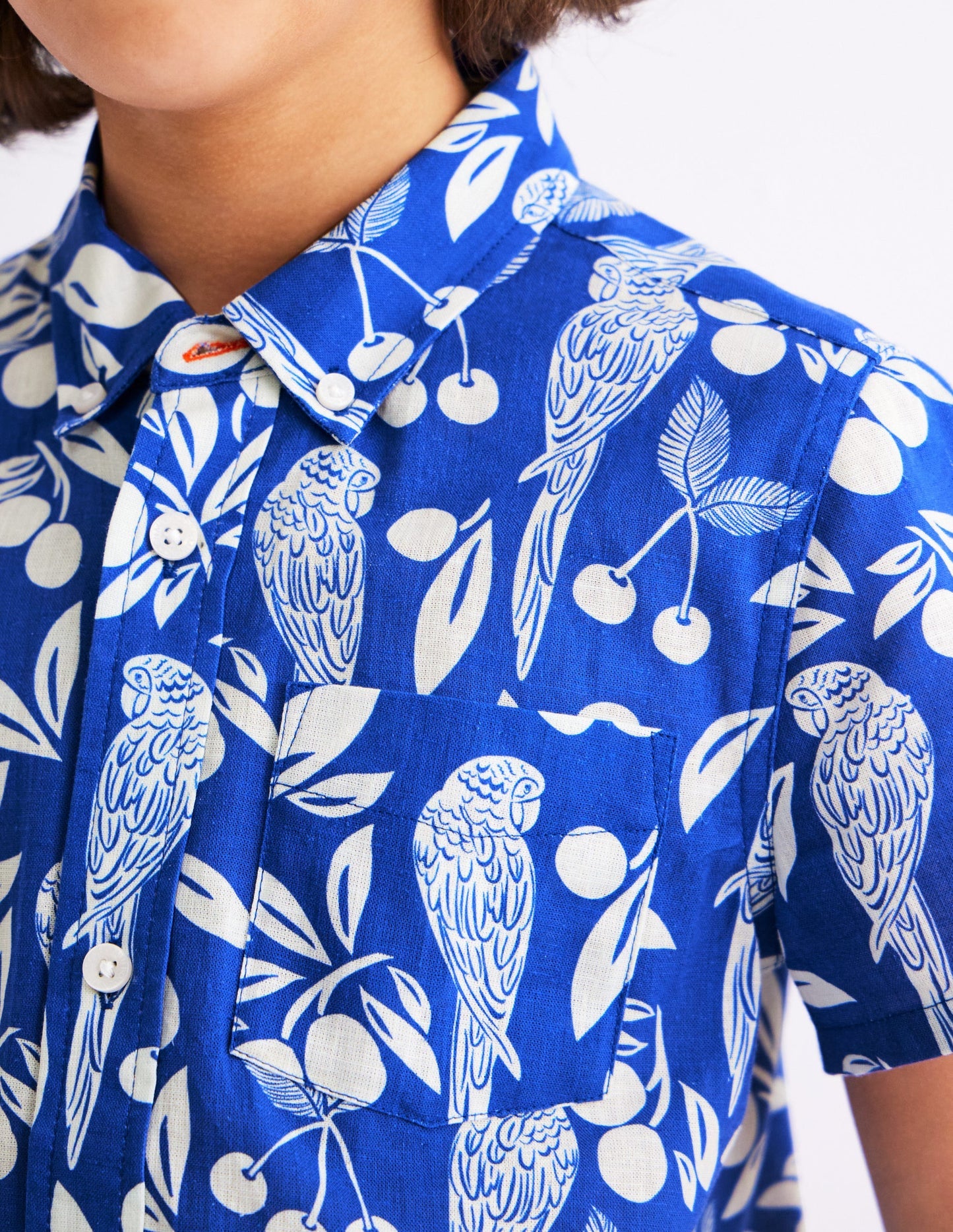 Boden Cotton Linen Shirt - Blue Parrot Palm