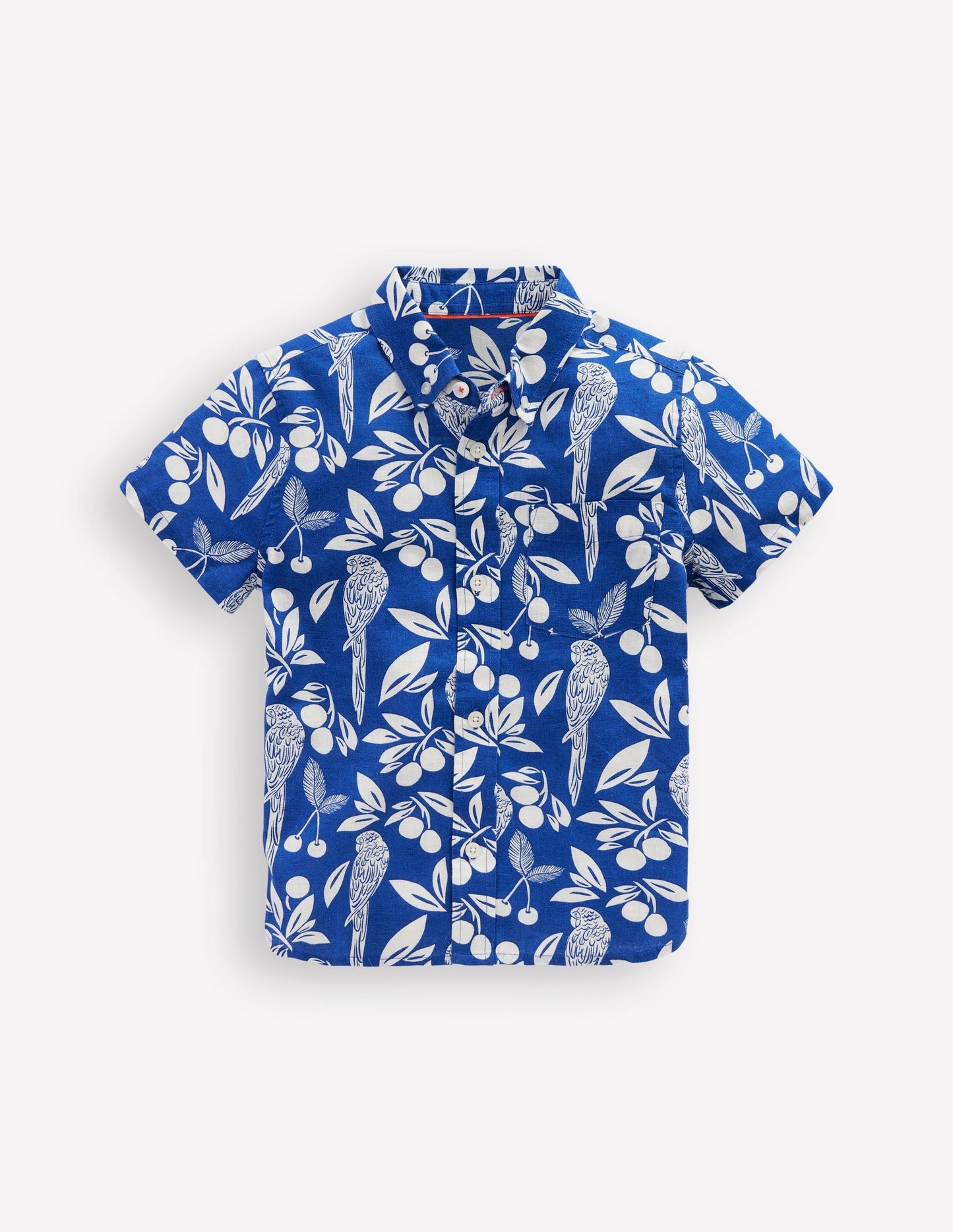 Boden Cotton Linen Shirt - Blue Parrot Palm