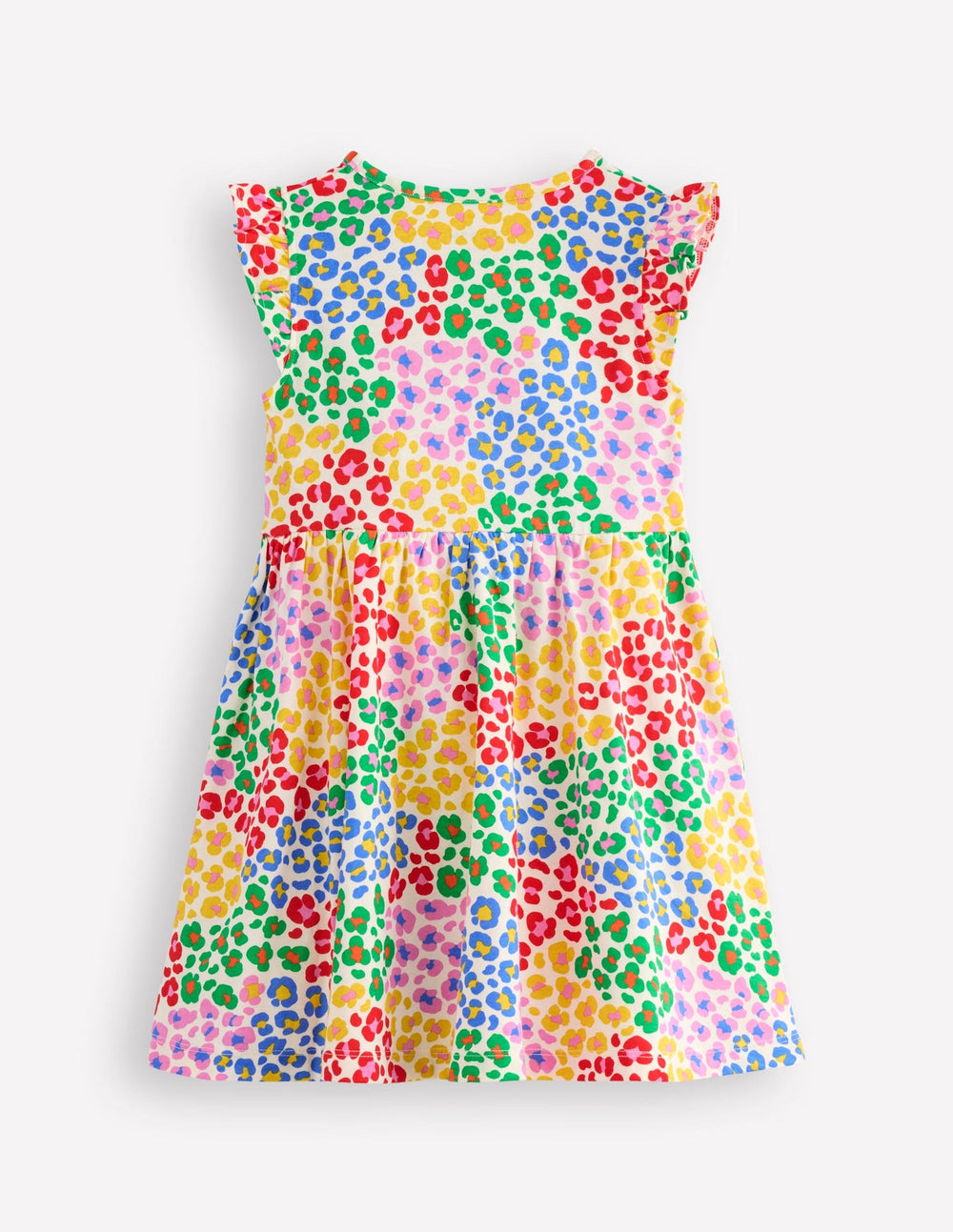 Boden Posie Frill Sleeve Dress - Multi Rainbow Leopard