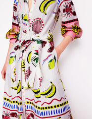 Boden Clara Linen Blend Shirt Dress - Multi, Tropical Bonanza