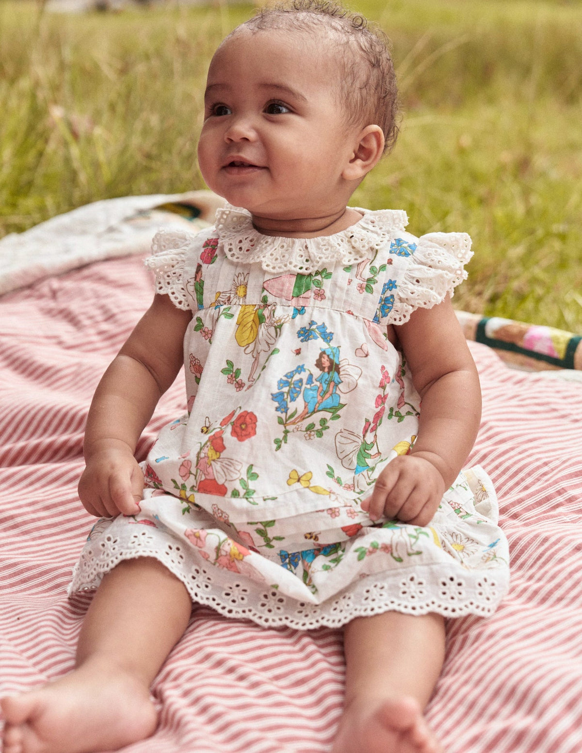 Boden Broderie Ruffle Dress - Coconut Milk Fairies