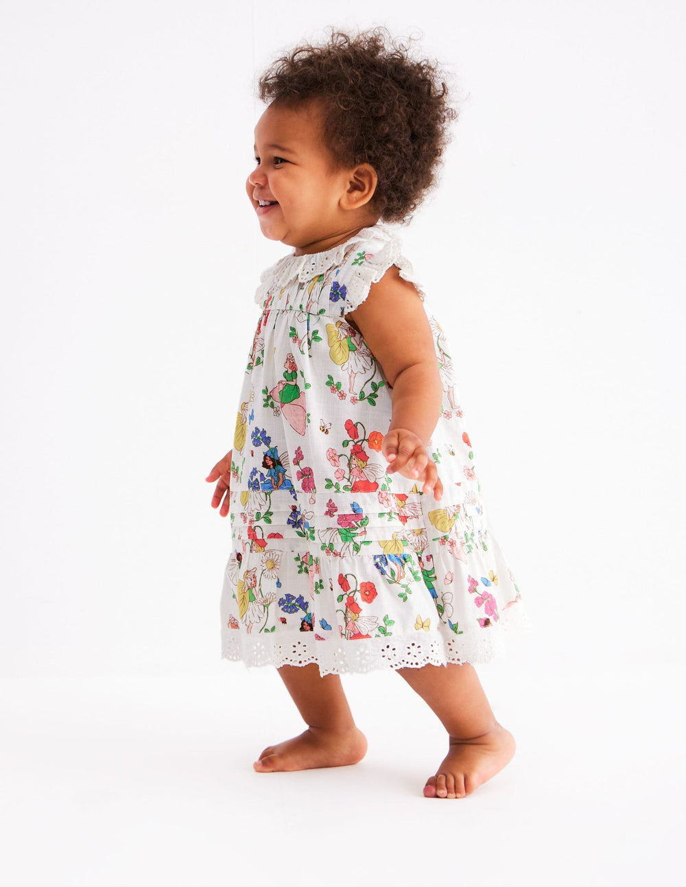 Boden Broderie Ruffle Dress - Coconut Milk Fairies