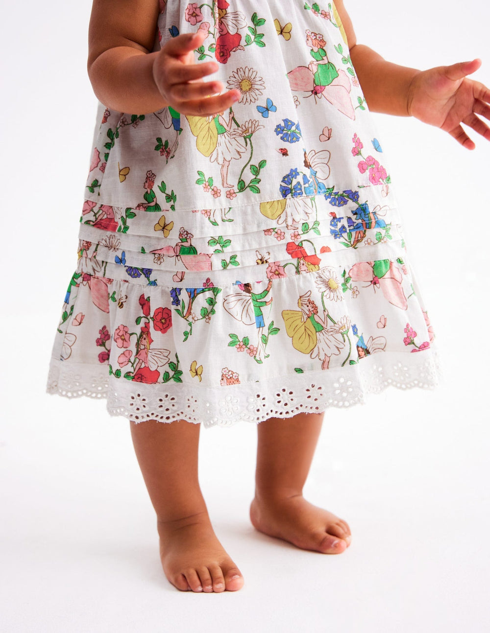 Boden Broderie Ruffle Dress - Coconut Milk Fairies