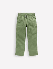 Boden Cotton Linen Pull - On Pants - Newt Green