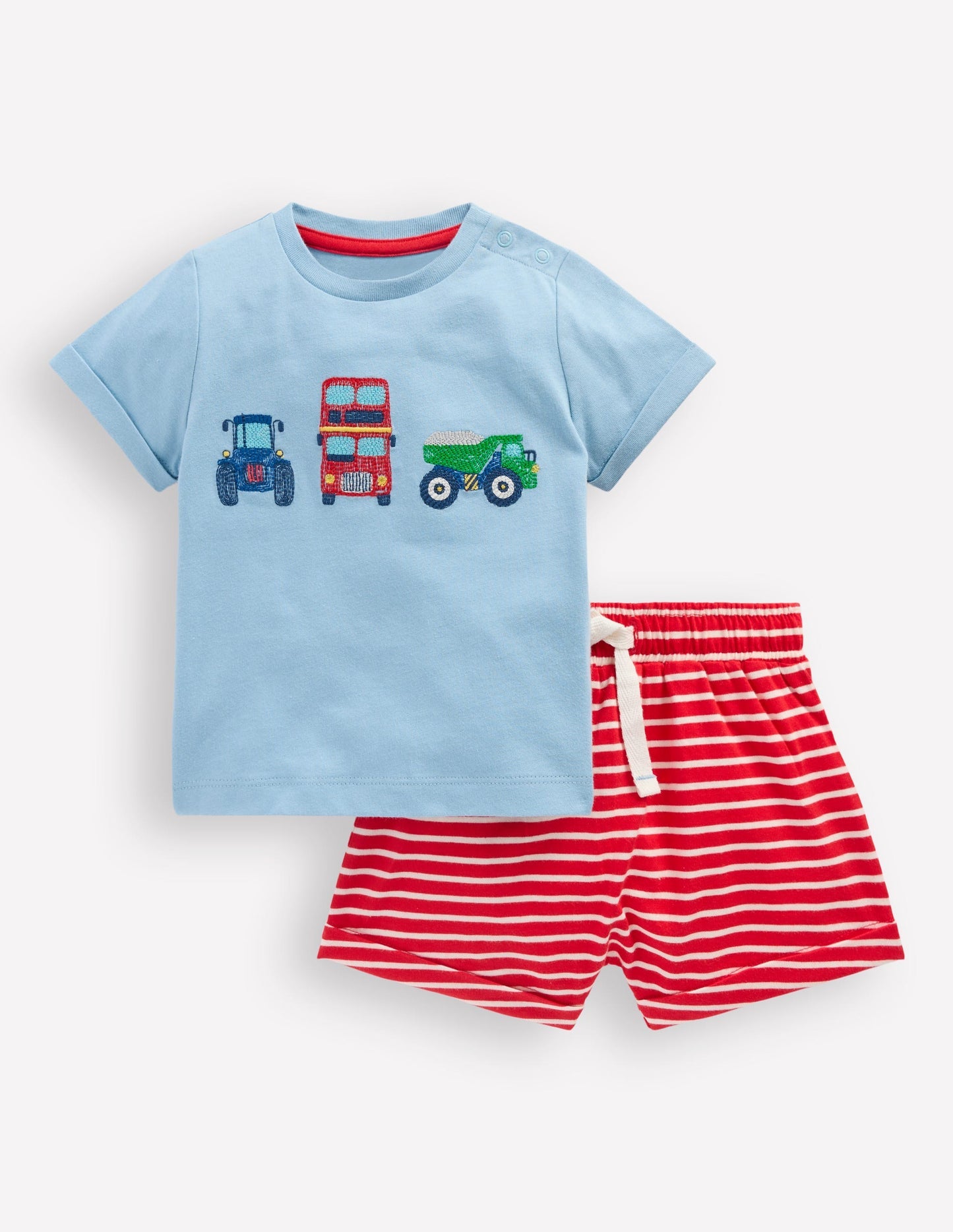 Boden Superstitch Jersey Short Set - Blue Transport Set