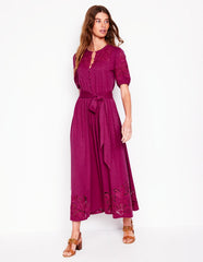 Boden Cutwork Detail Midi Dress - Rich Magenta