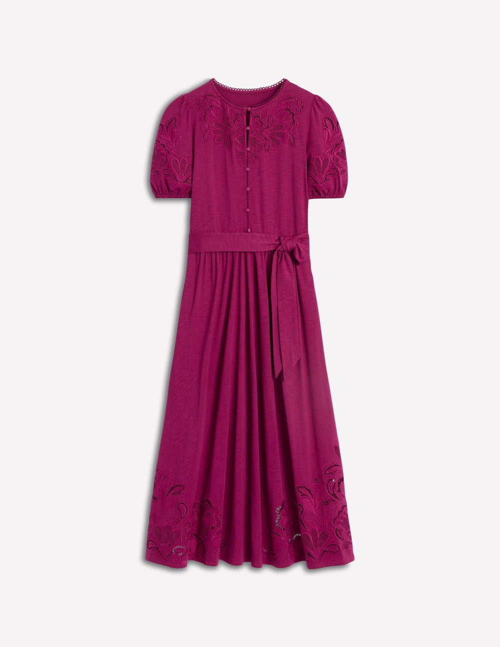 Boden Cutwork Detail Midi Dress - Rich Magenta