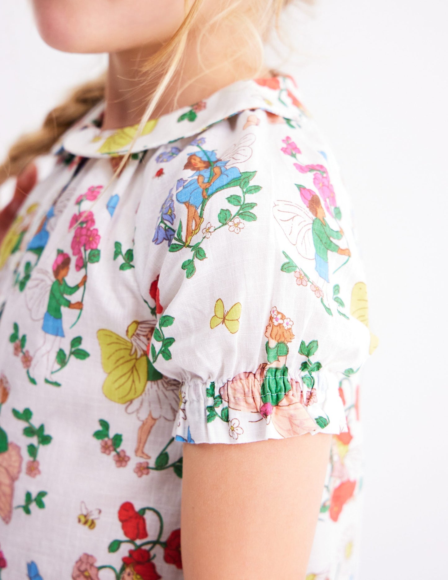 Boden Woven Collared Top - Soft Ivory Flower Fairy