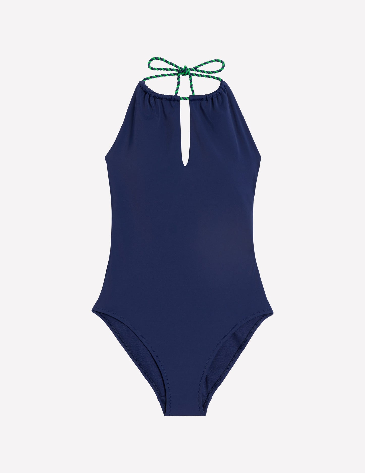 Boden String High Neck Swimsuit - Navy