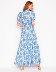 Boden Bella Puff Sleeve Maxi Dress - Ivory, Trailing Yarrow