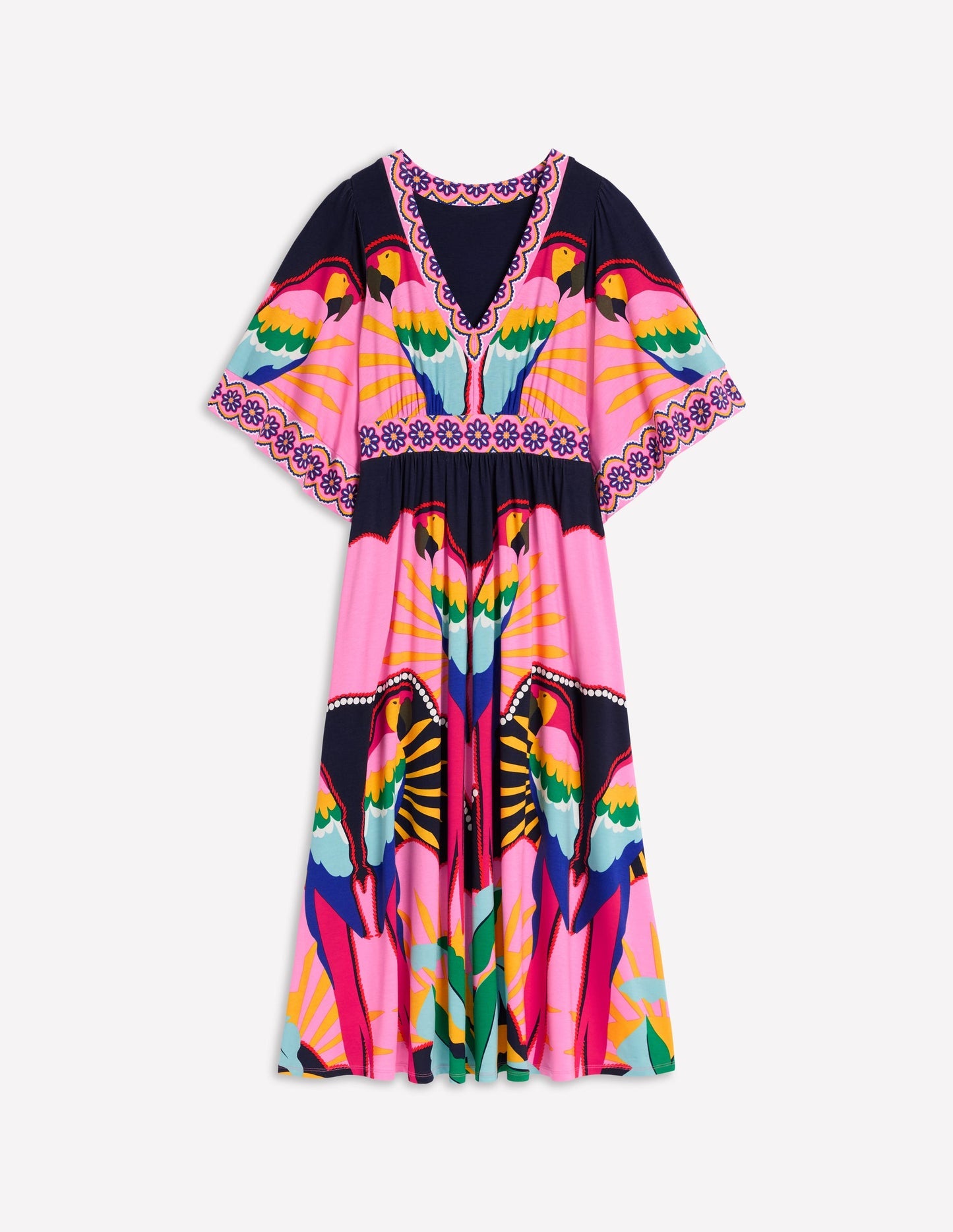 Boden Maya Kimono Jersey Maxi Dress - Multi, Paradise Parrot