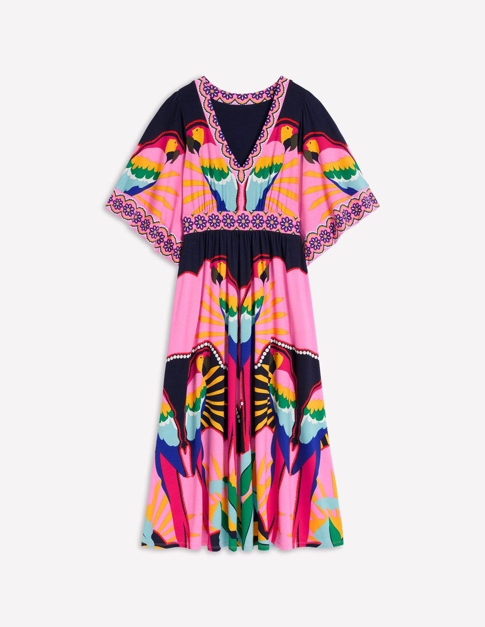 Boden Maya Kimono Jersey Maxi Dress - Multi, Paradise Parrot