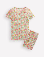 Boden Snug Short John Pajamas - Multi Summer Flowerbed