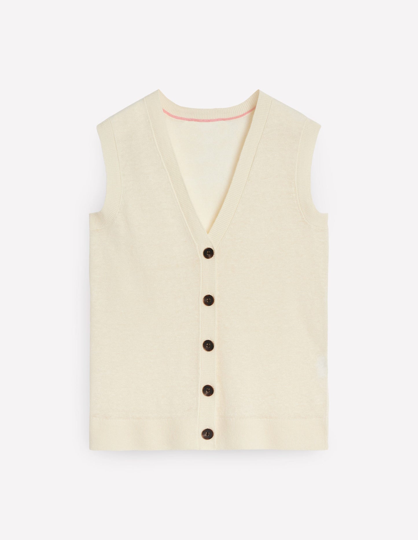 Boden V - Neck Linen Waistcoat - Warm Ivory