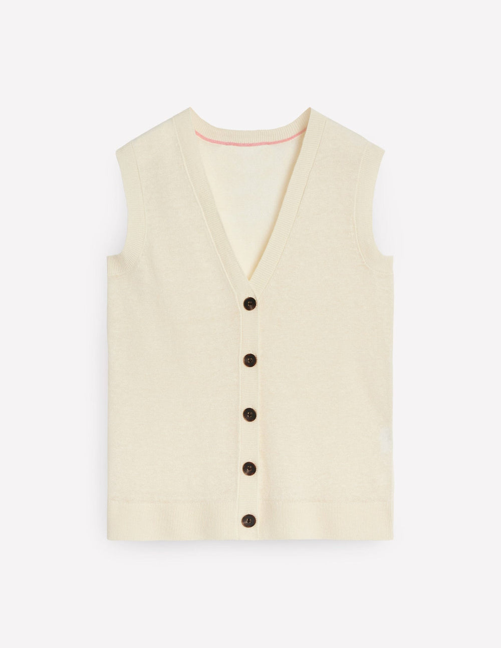 Boden V - Neck Linen Waistcoat - Warm Ivory