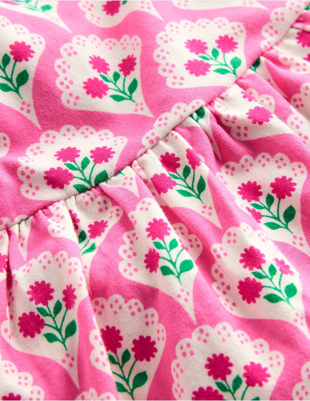 Boden Jersey Frill Sleeve Dress - Pink Rose Woodblock Floral