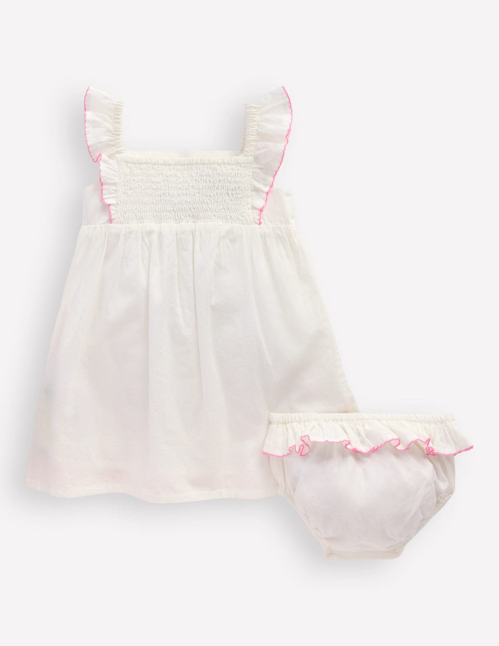 Boden Appliqué Ruffle Dress - Soft Ivory Fruit