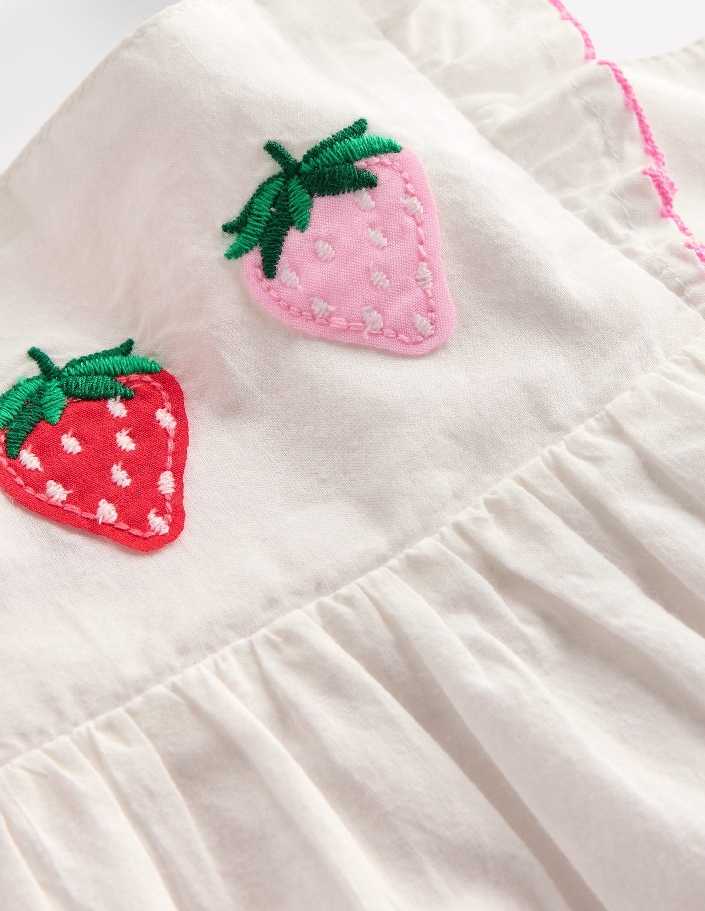 Boden Appliqué Ruffle Dress - Soft Ivory Fruit