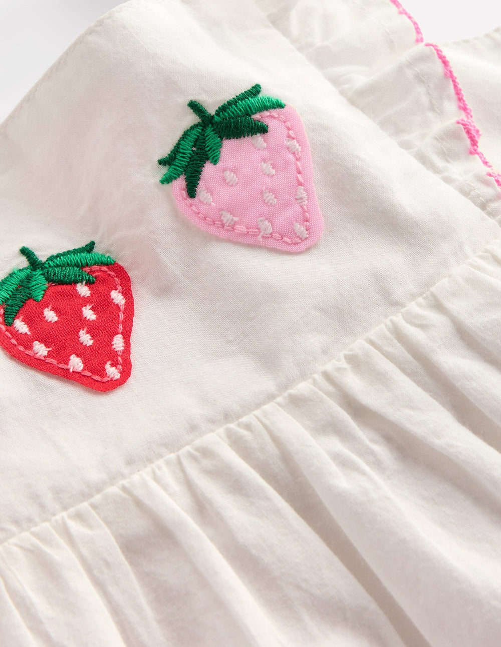 Boden Appliqué Ruffle Dress - Soft Ivory Fruit