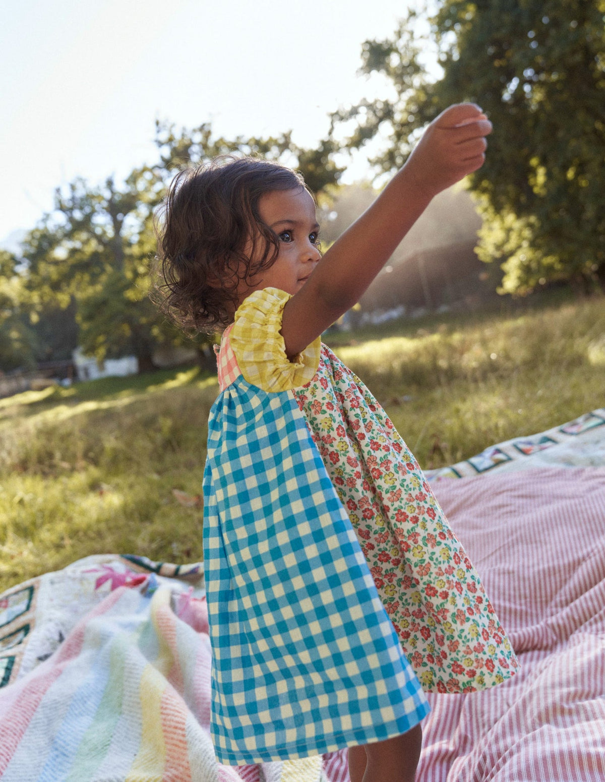 Boden Gathered Woven Dress - Hotchpotch Multi