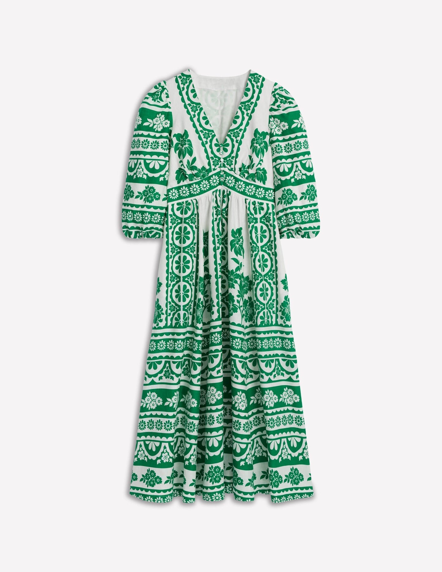 Boden Lola Blouson Maxi Dress - Rich Emerald, Ornate Tropics