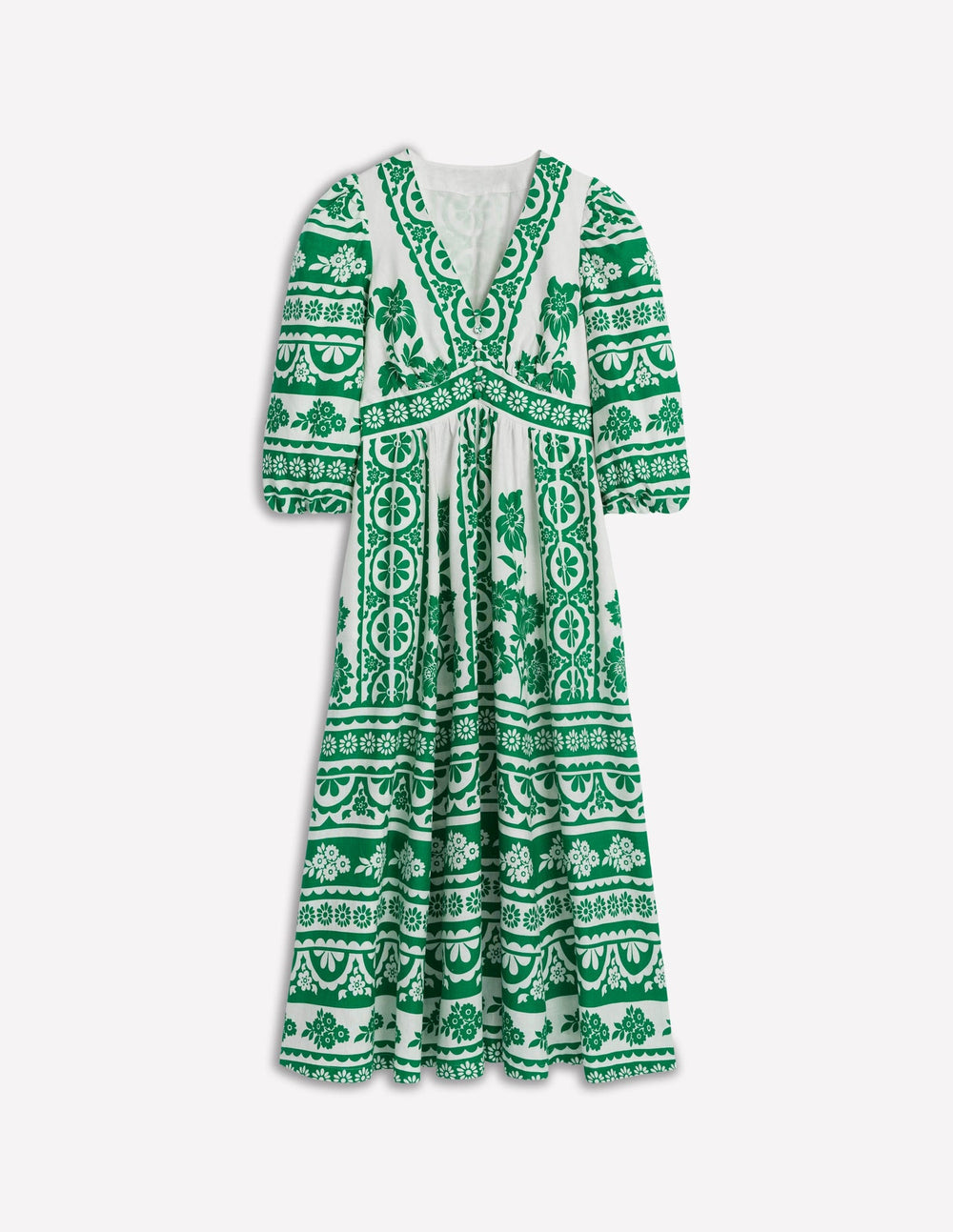 Boden Lola Blouson Maxi Dress - Rich Emerald, Ornate Tropics