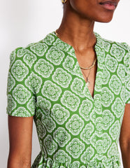 Boden Naomi Short Sleeve Dress - Paradise Green, Botanic Blush