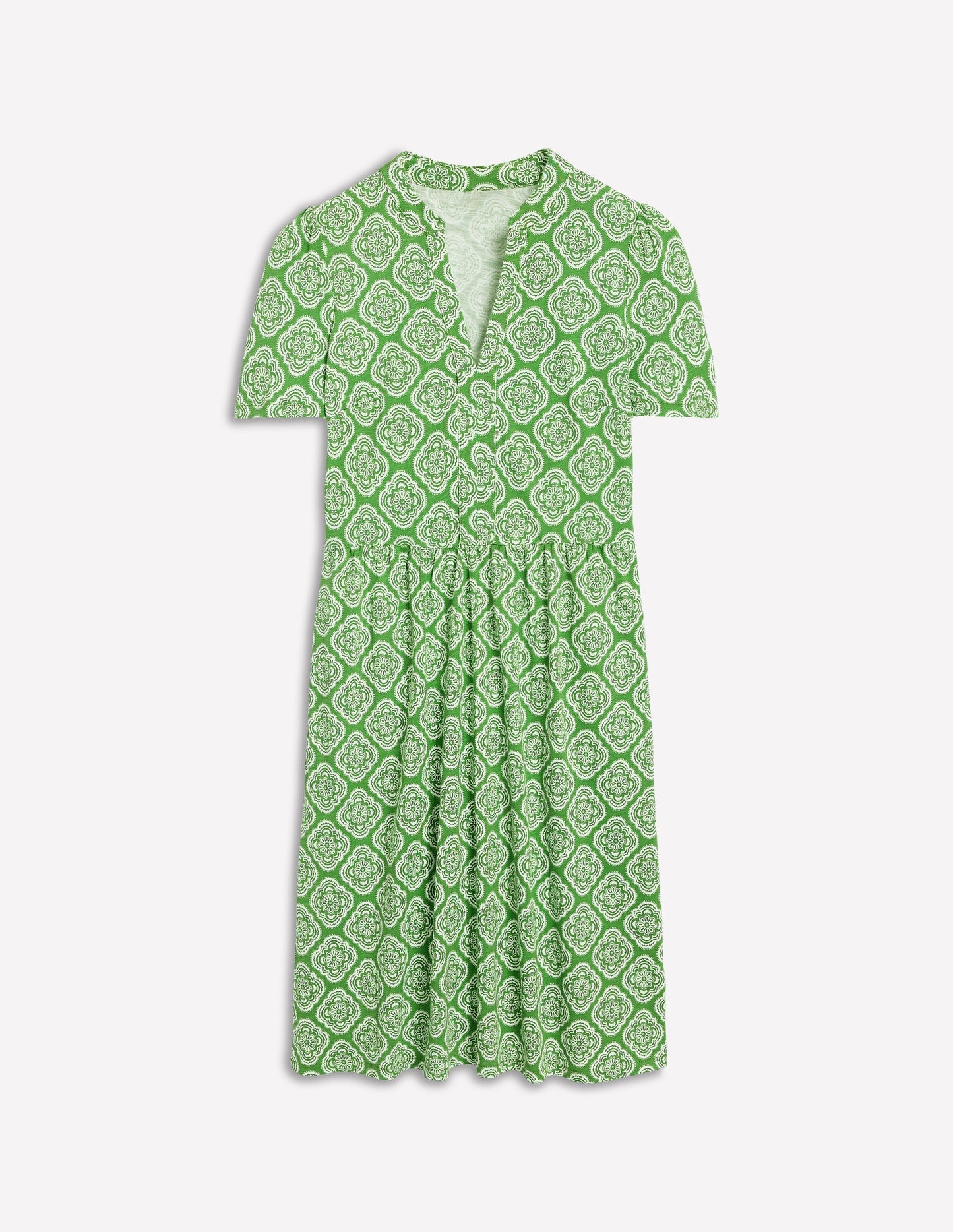 Boden Naomi Short Sleeve Dress - Paradise Green, Botanic Blush