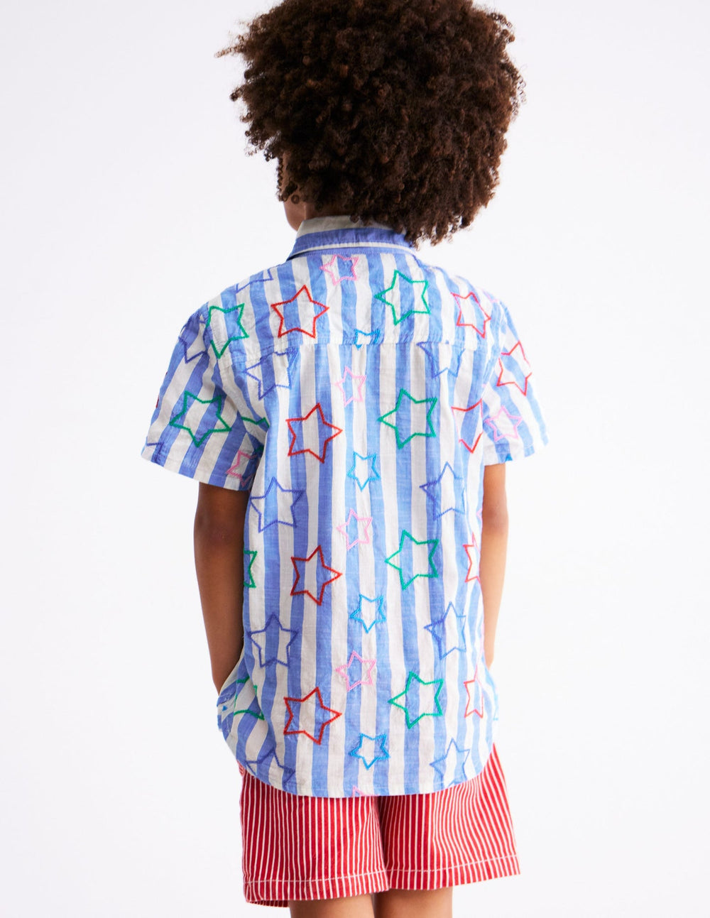Boden Fun Cotton Shirt - Starry Stripe