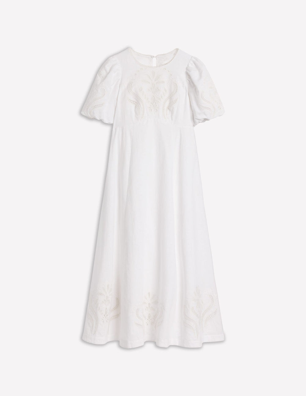 Boden Empire Broderie Tea Dress - White