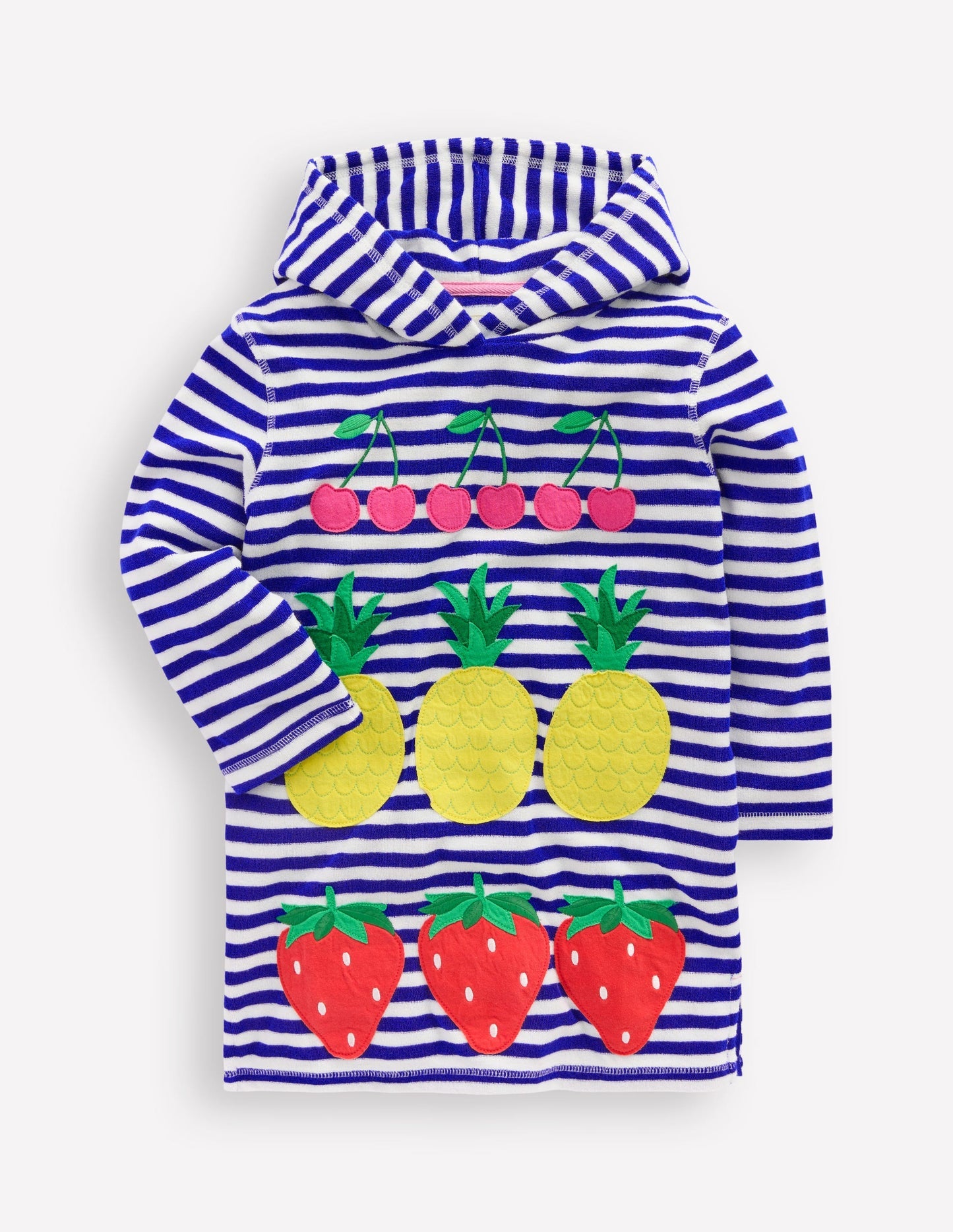 Boden Mara Towelling Throw - On - Bright Blue Fruit Stripe